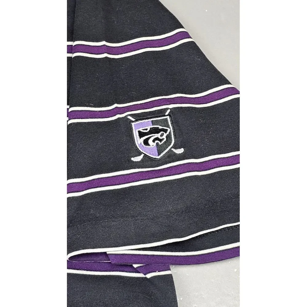 Polo Golf Ralph Lauren Kansas State Wildcats Polo Shirt Mens Large Black Striped